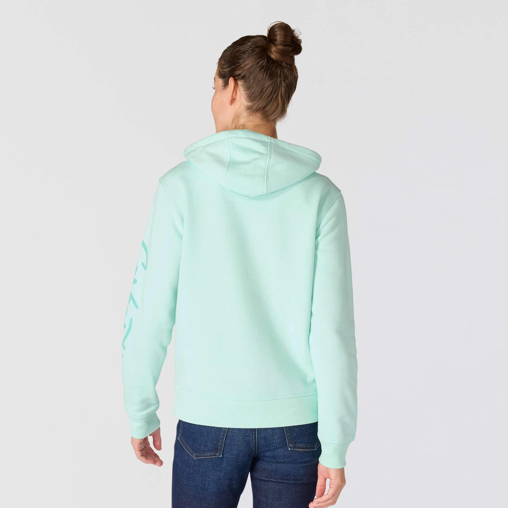 Women's sawyer script logo sleeve hoodie