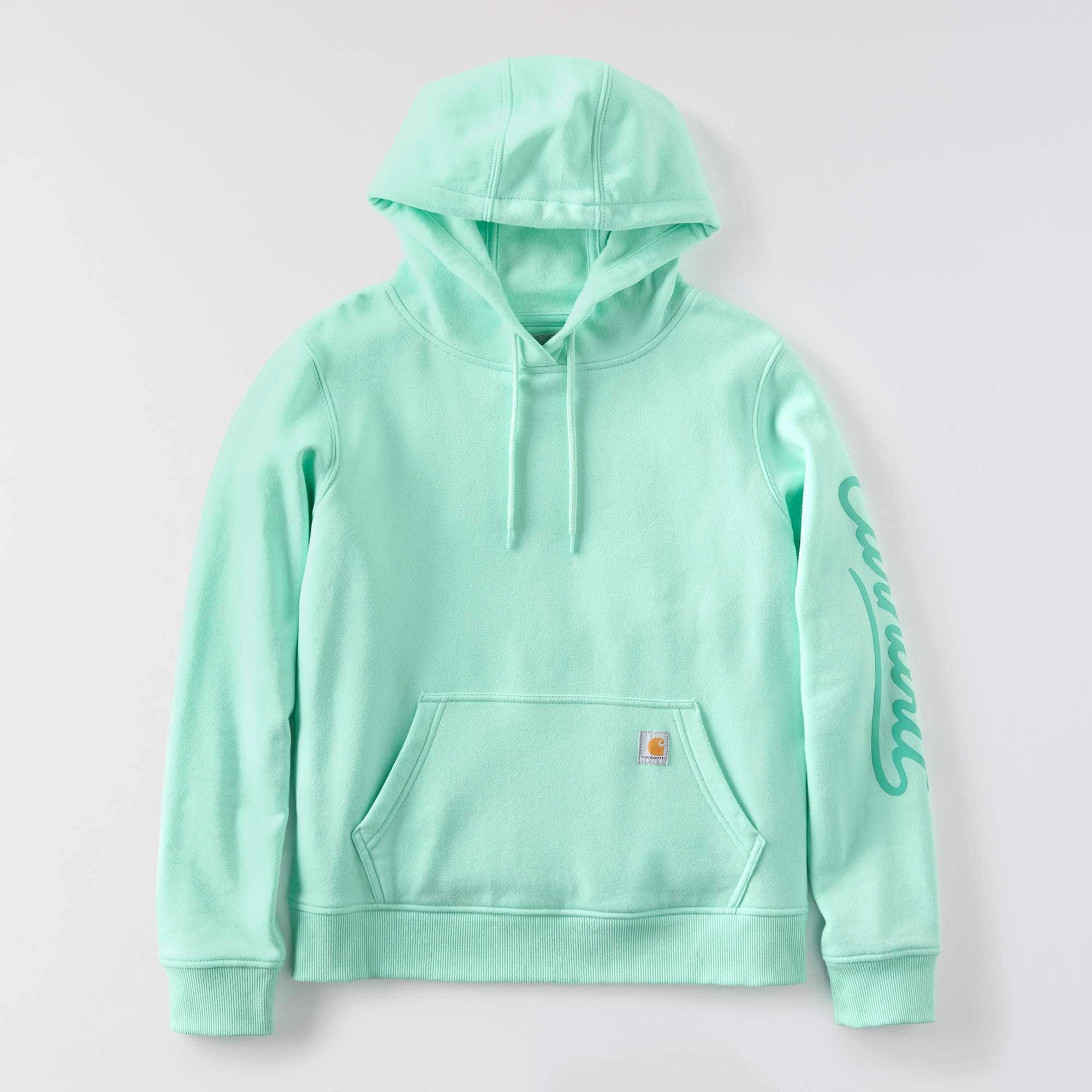 Women's sawyer script logo sleeve hoodie