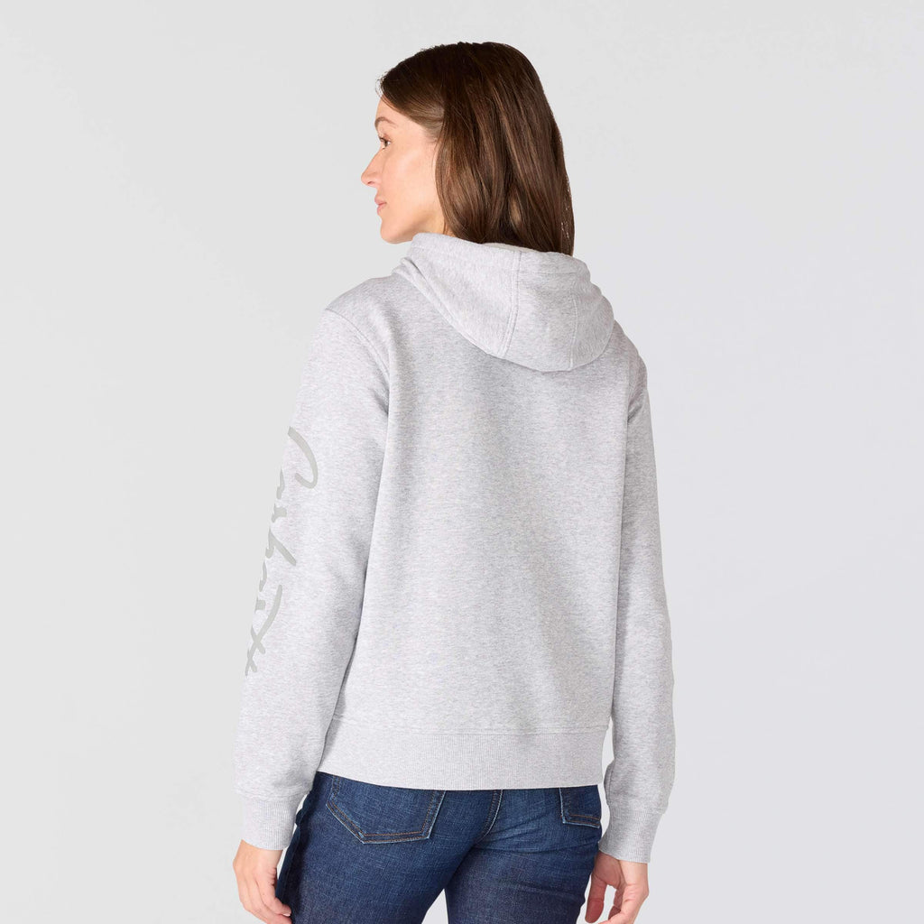Women's sawyer script logo sleeve hoodie