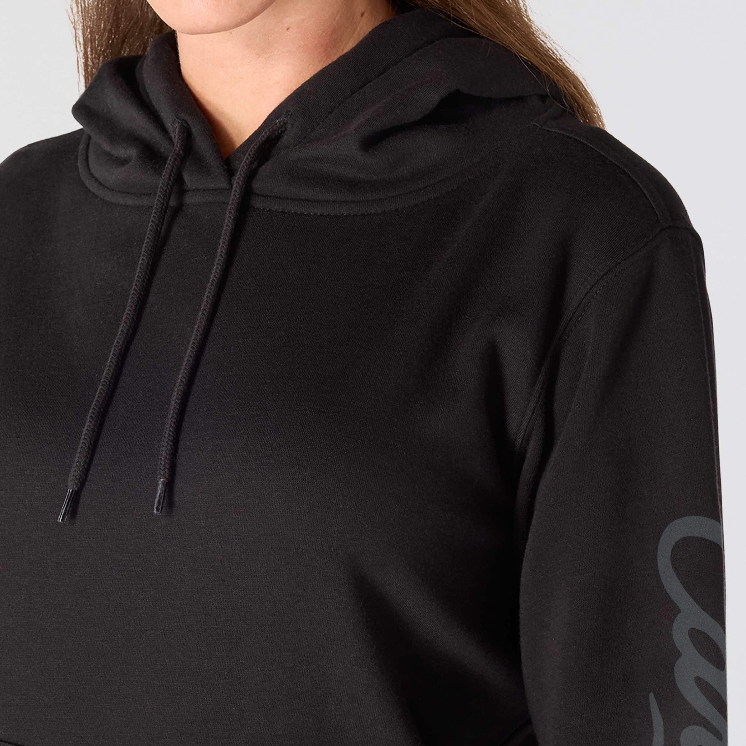 Women's sawyer script logo sleeve hoodie