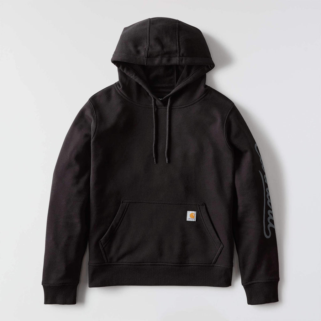 Women's sawyer script logo sleeve hoodie