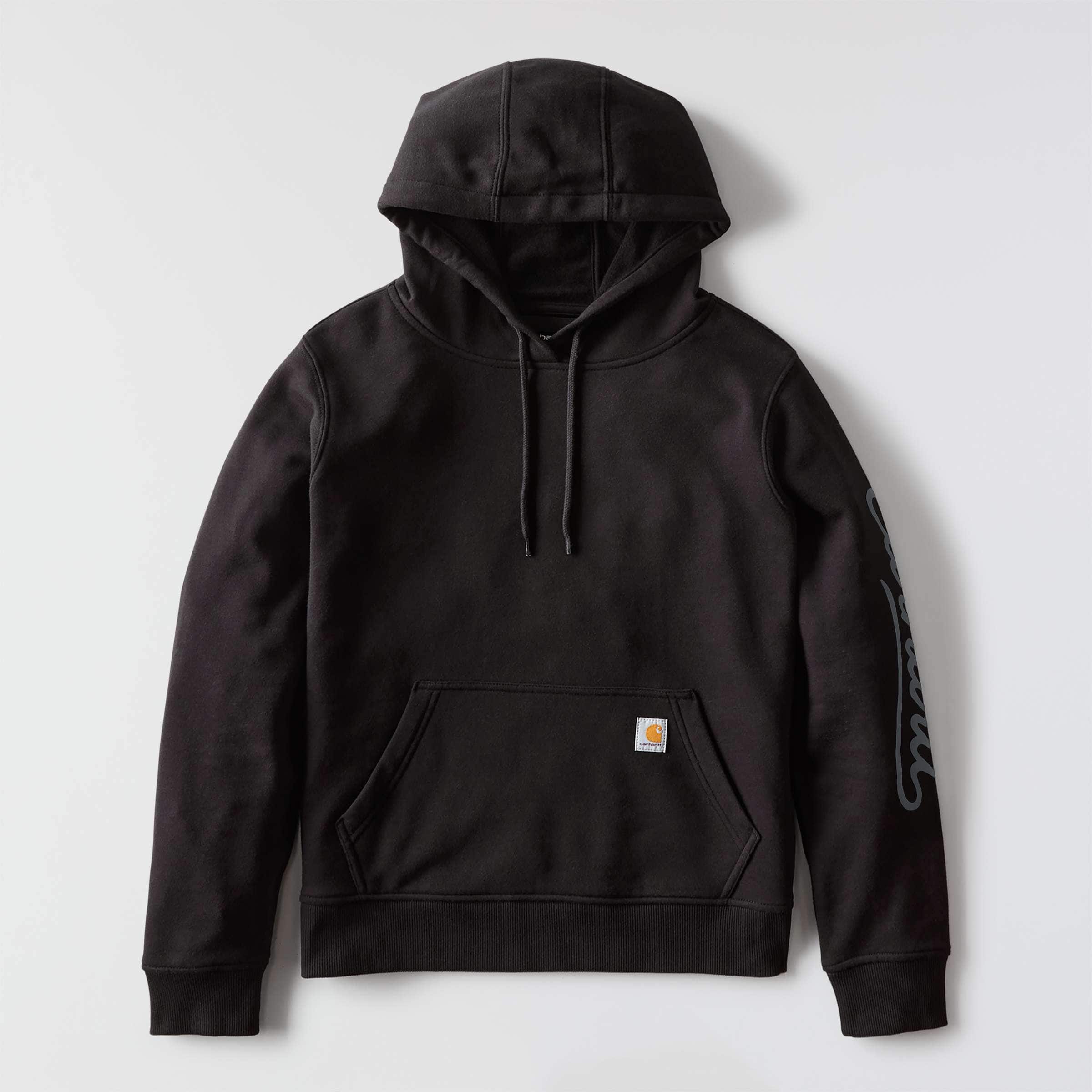 Women's sawyer script logo sleeve hoodie