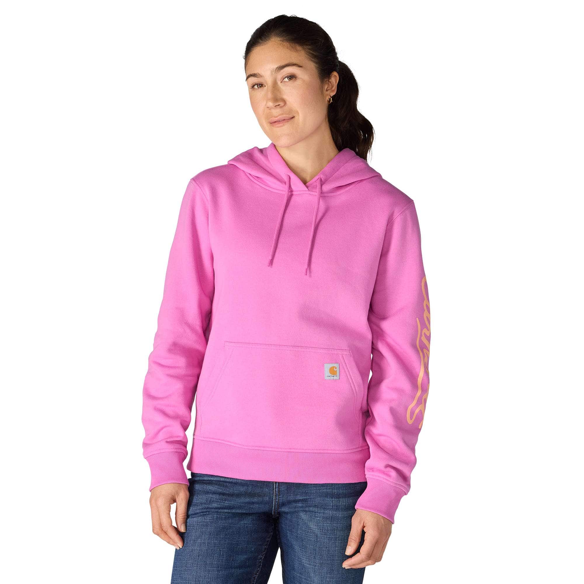Women's sawyer script logo sleeve hoodie