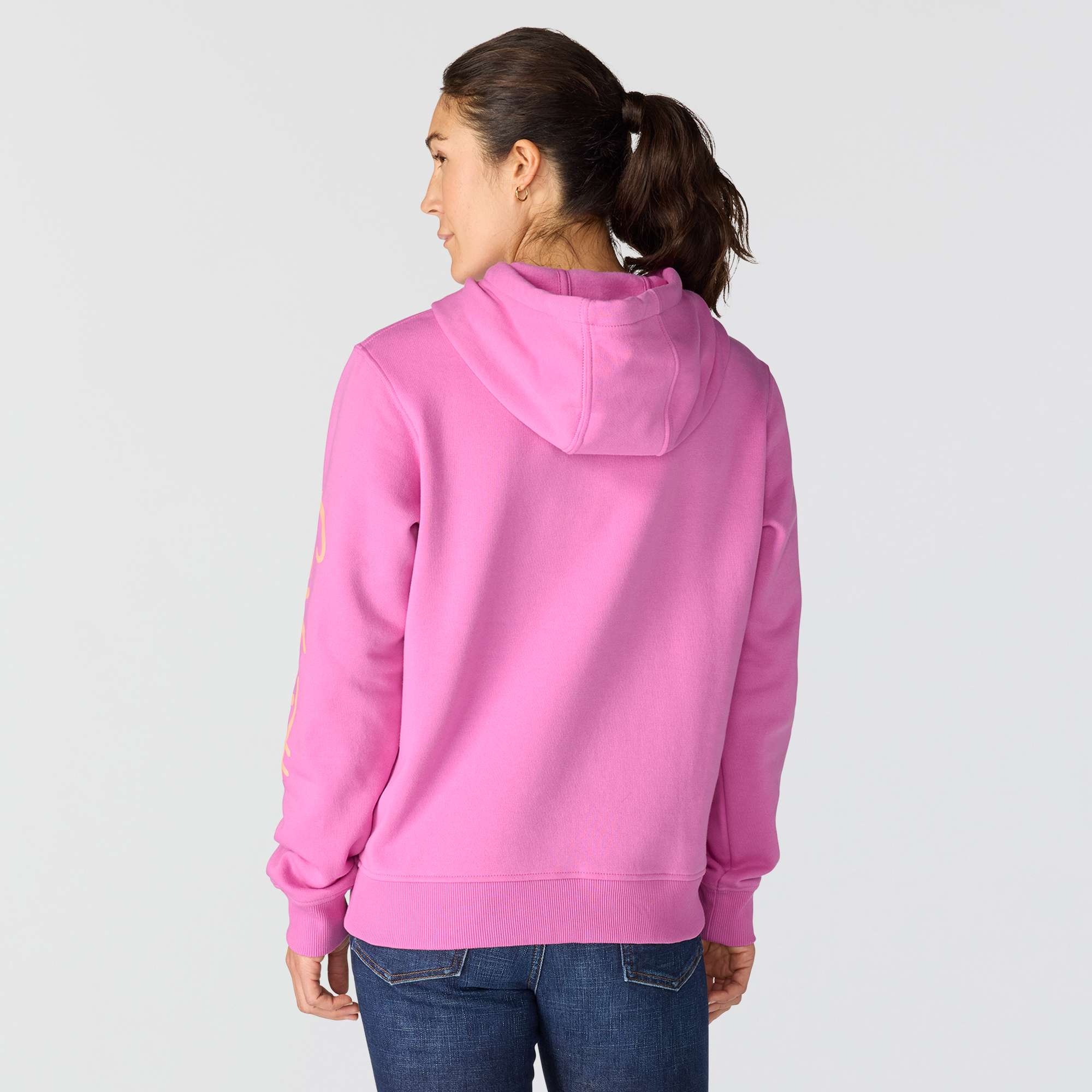 Women's sawyer script logo sleeve hoodie