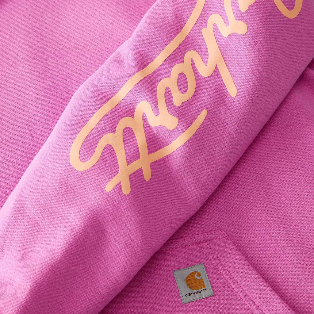 Women's sawyer script logo sleeve hoodie