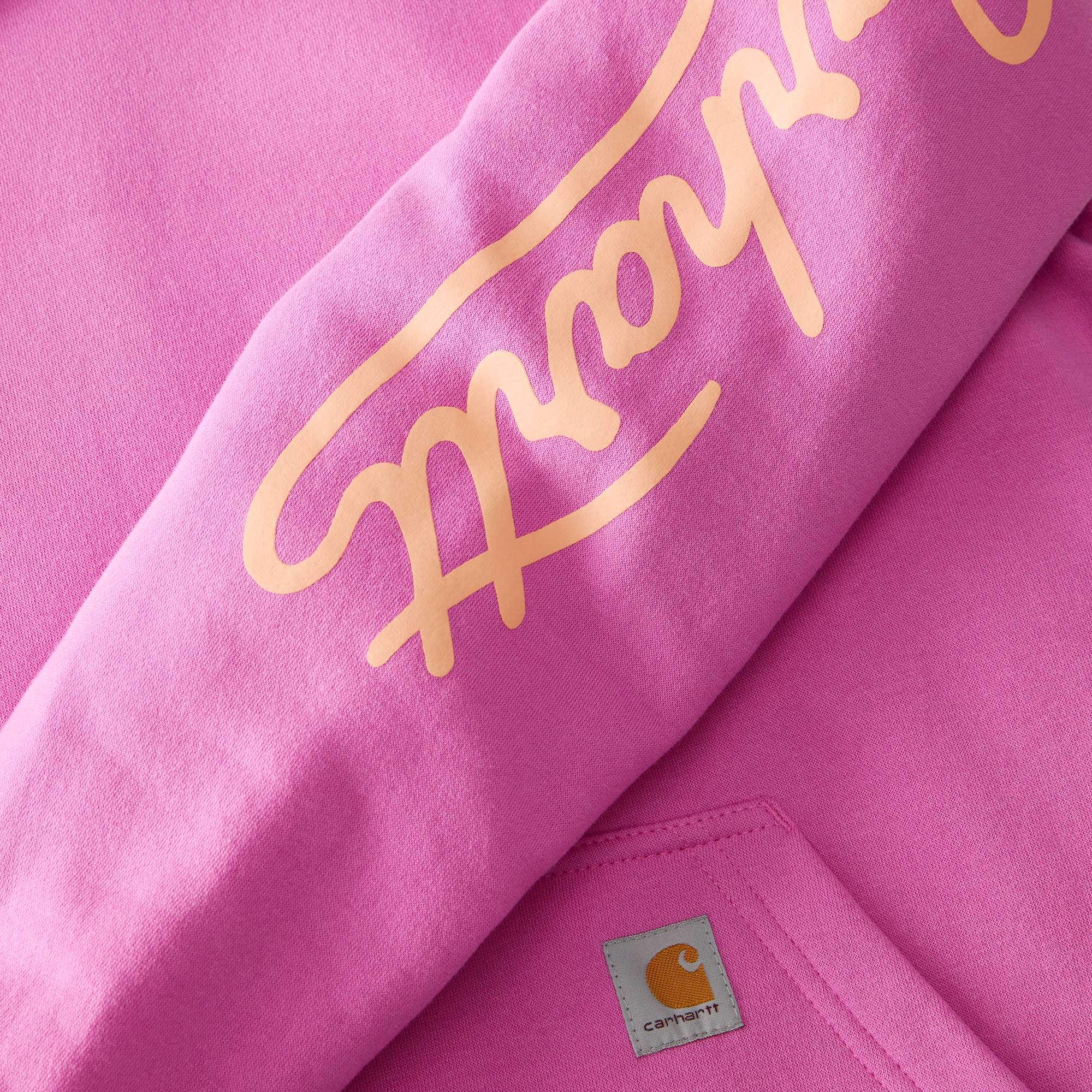 Women's sawyer script logo sleeve hoodie