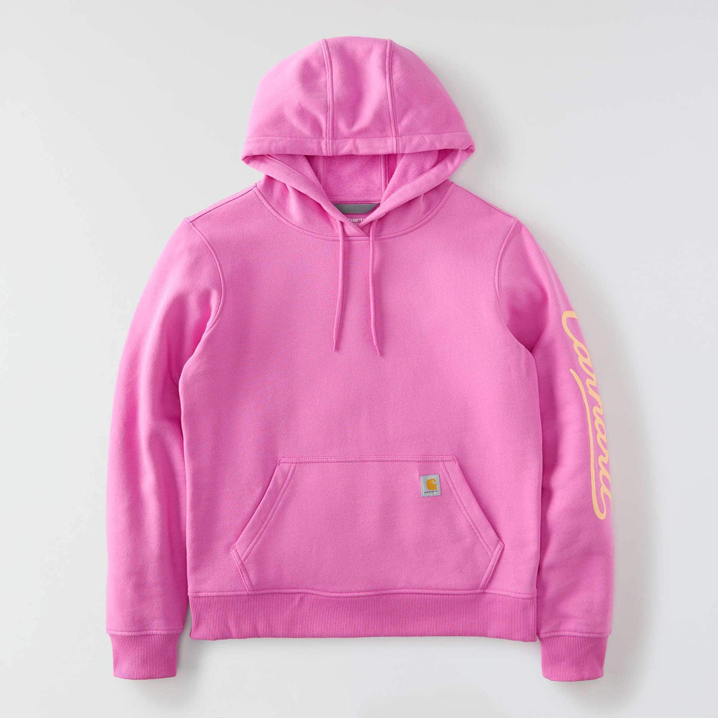 Women's sawyer script logo sleeve hoodie