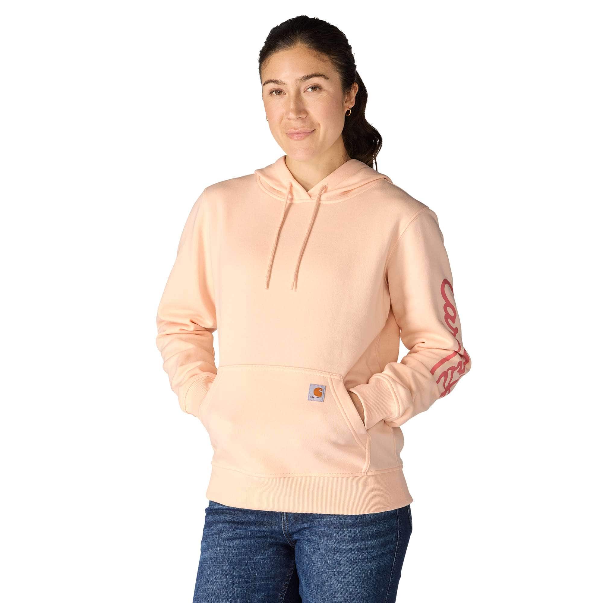 Women's sawyer script logo sleeve hoodie