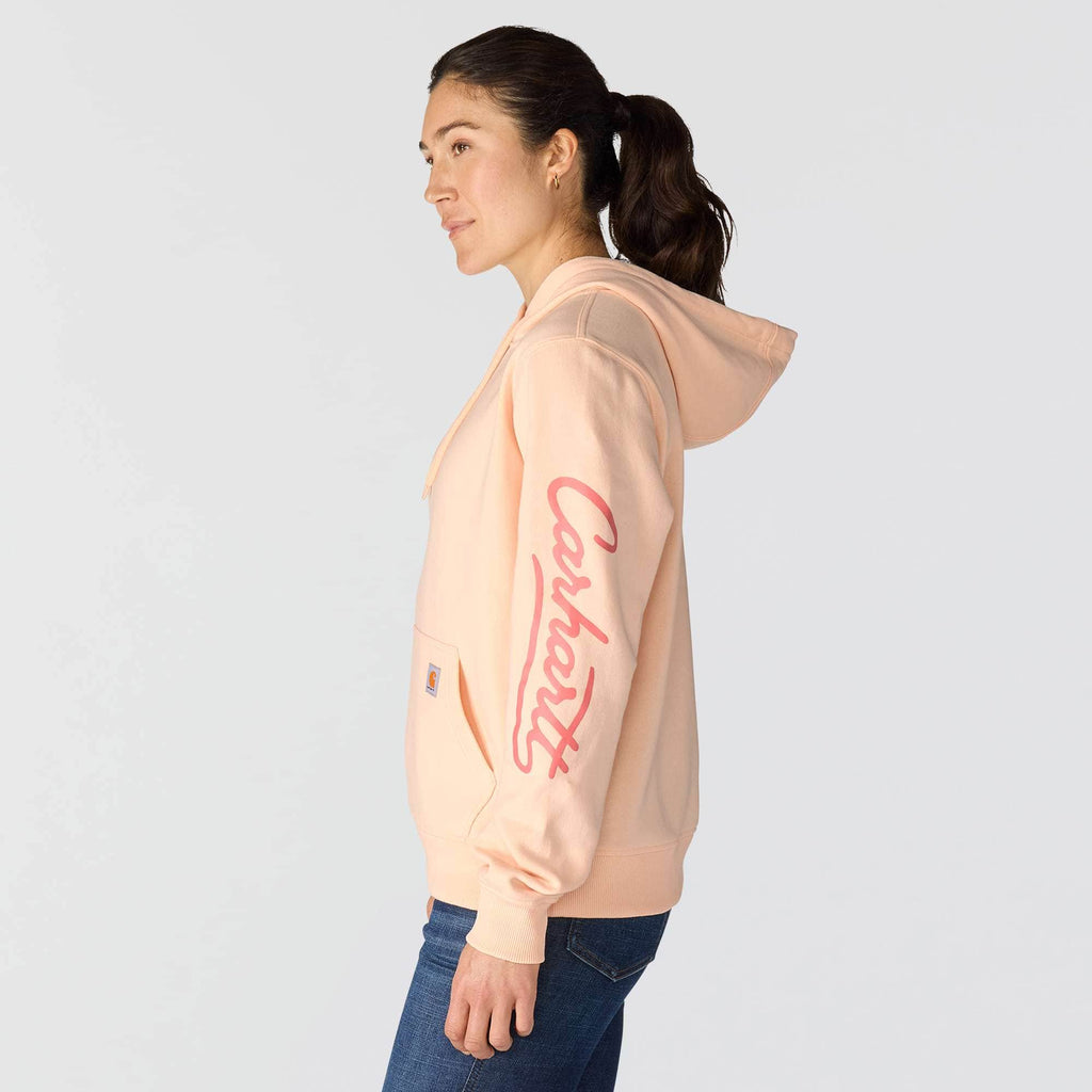 Women's sawyer script logo sleeve hoodie