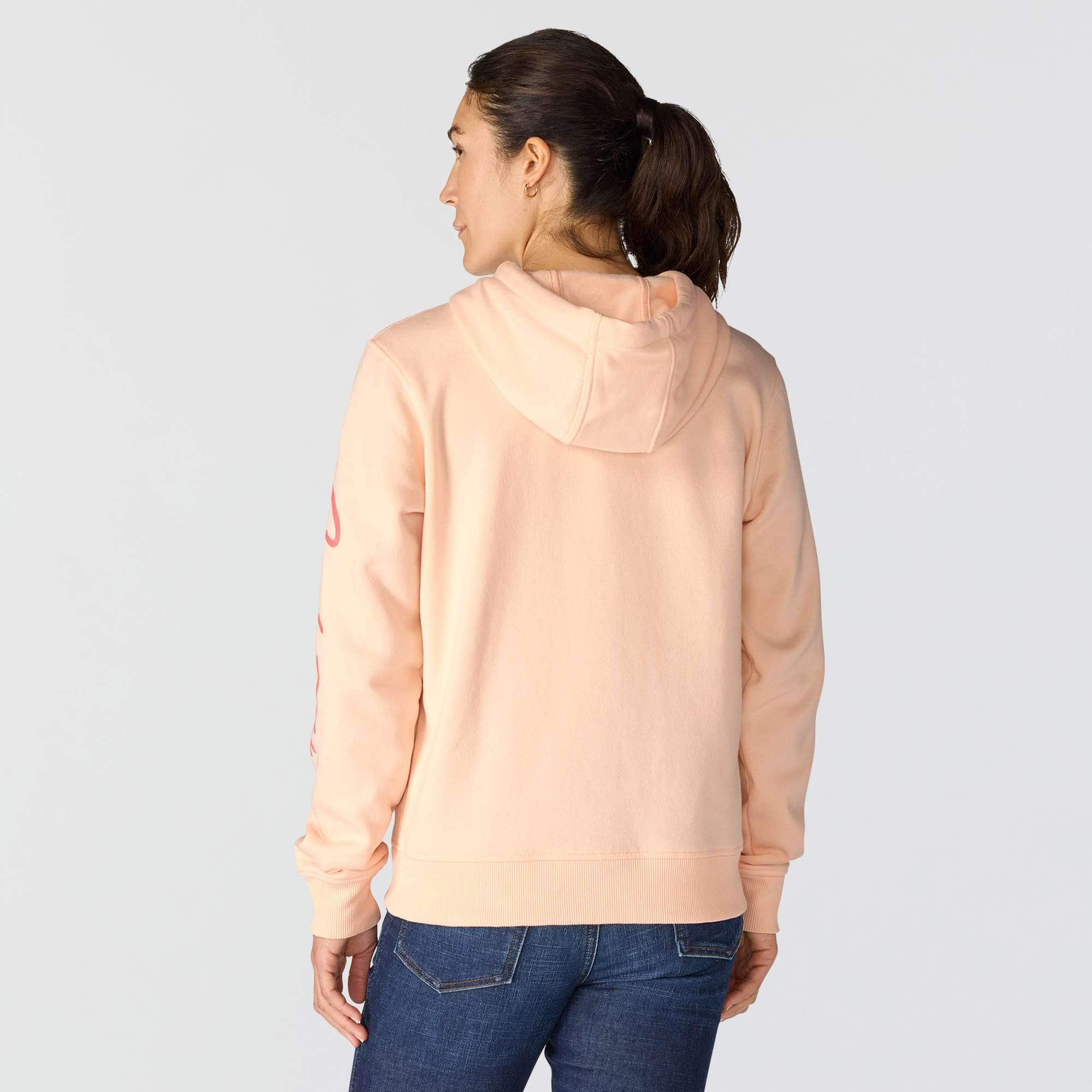 Women's sawyer script logo sleeve hoodie