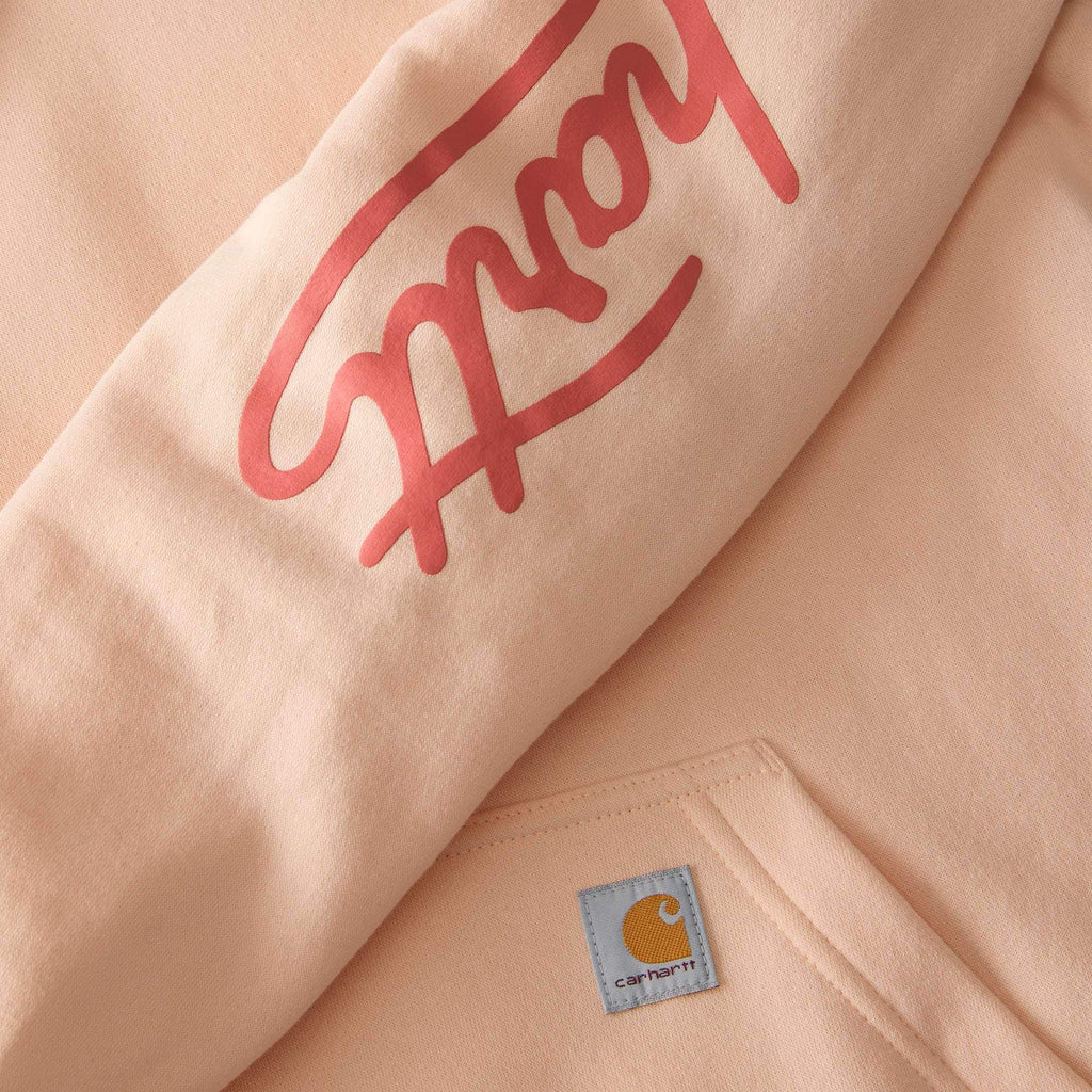 Women's sawyer script logo sleeve hoodie