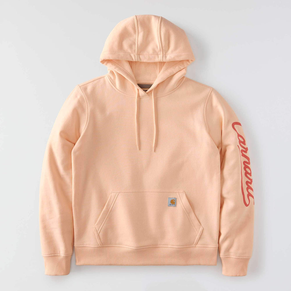 Women's sawyer script logo sleeve hoodie