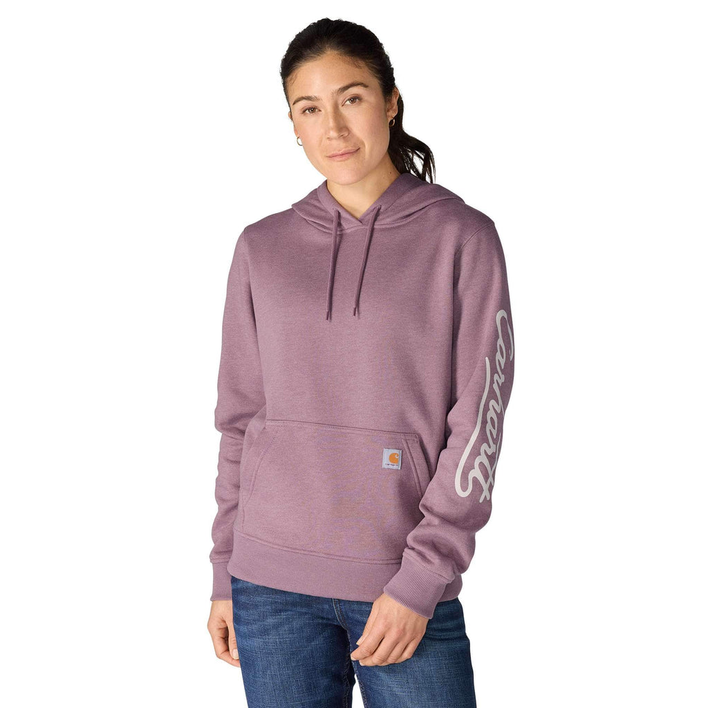 Women's sawyer script logo sleeve hoodie