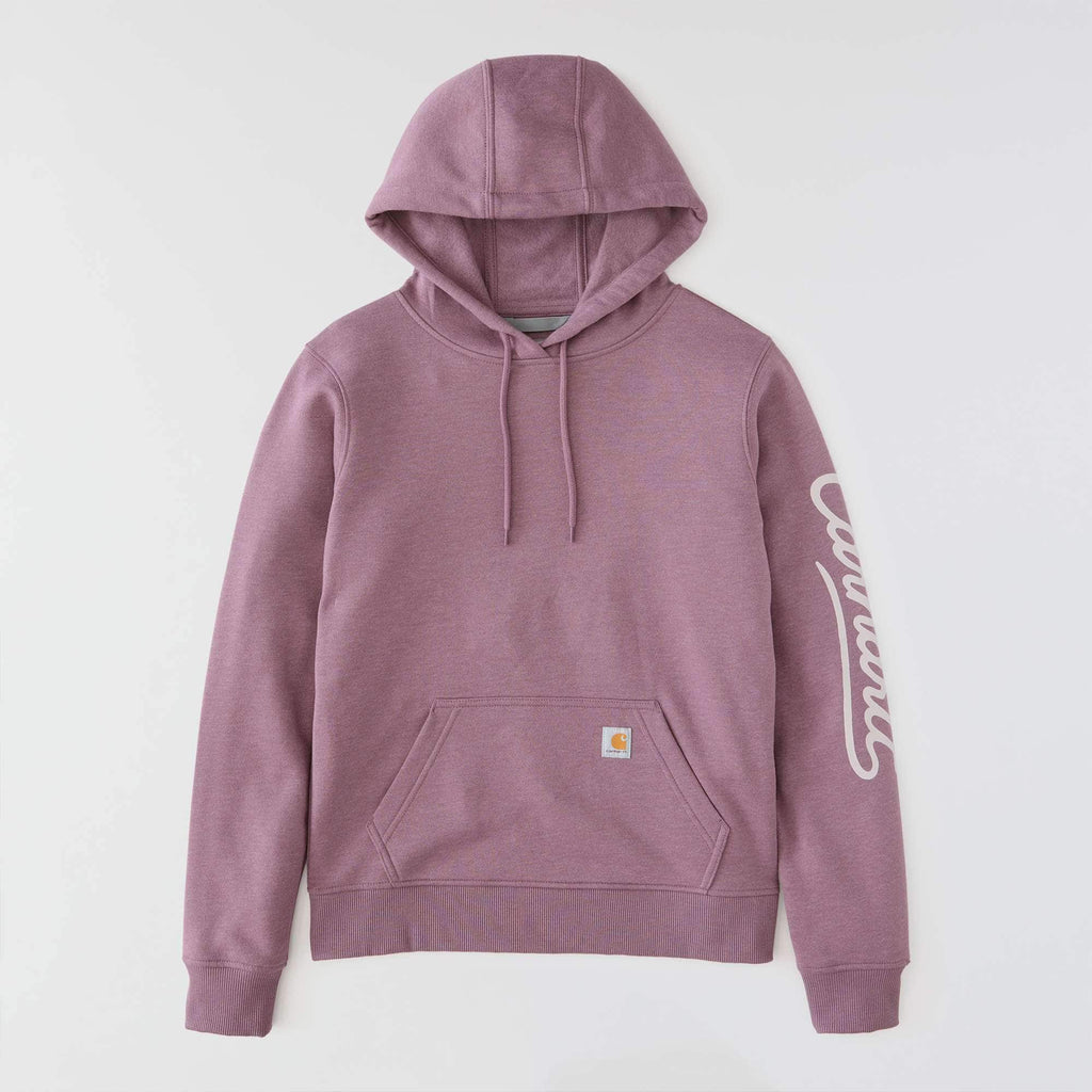Women's sawyer script logo sleeve hoodie
