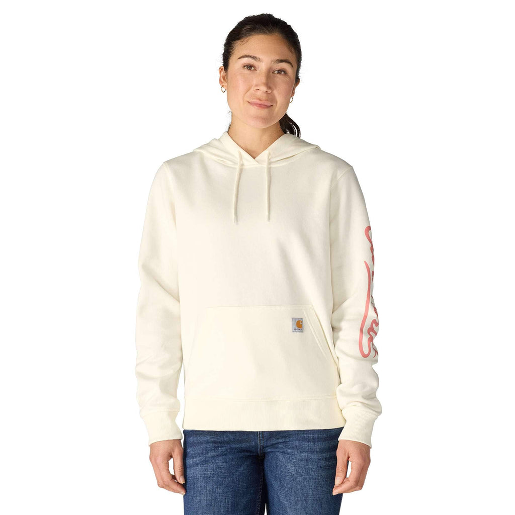 Women's sawyer script logo sleeve hoodie