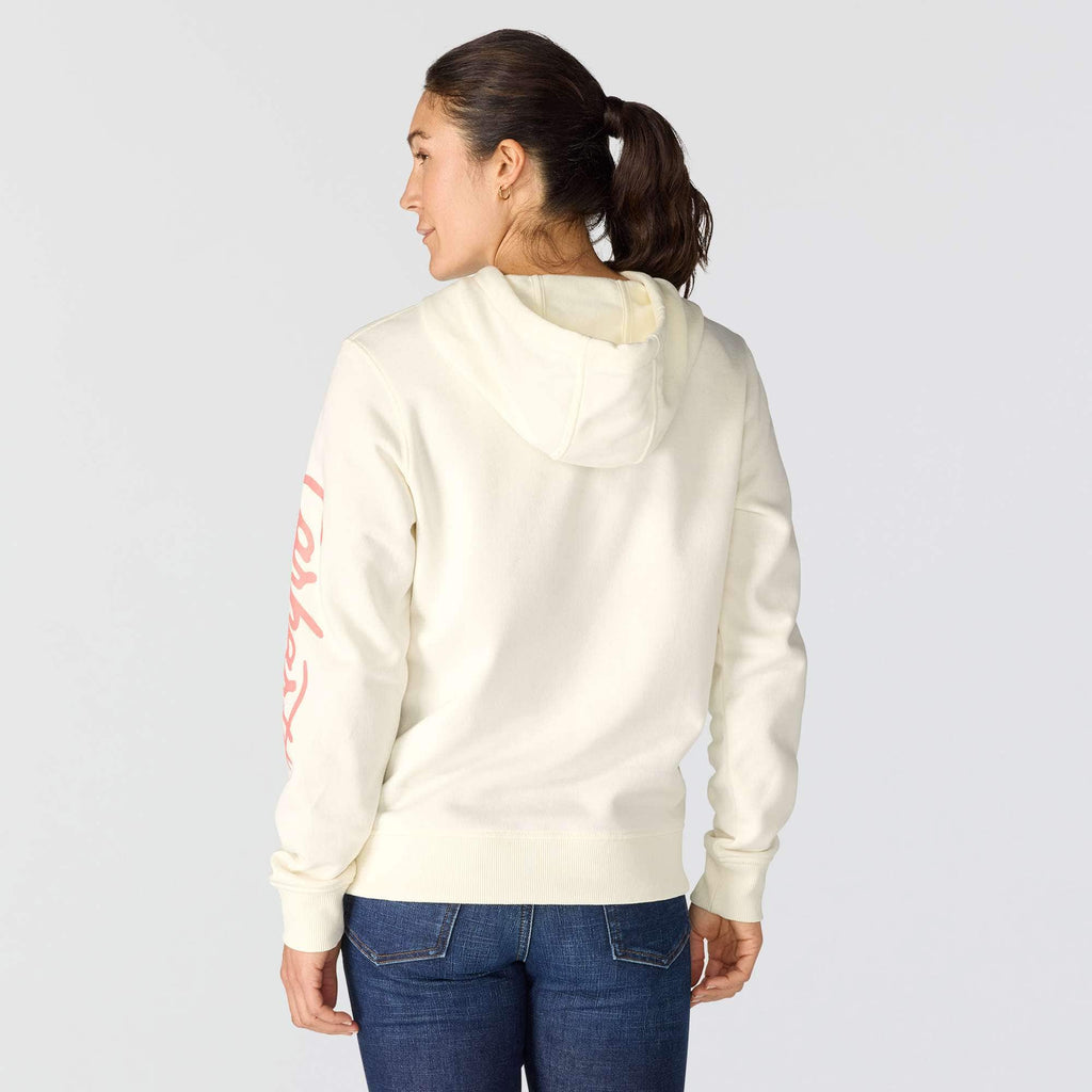 Women's sawyer script logo sleeve hoodie