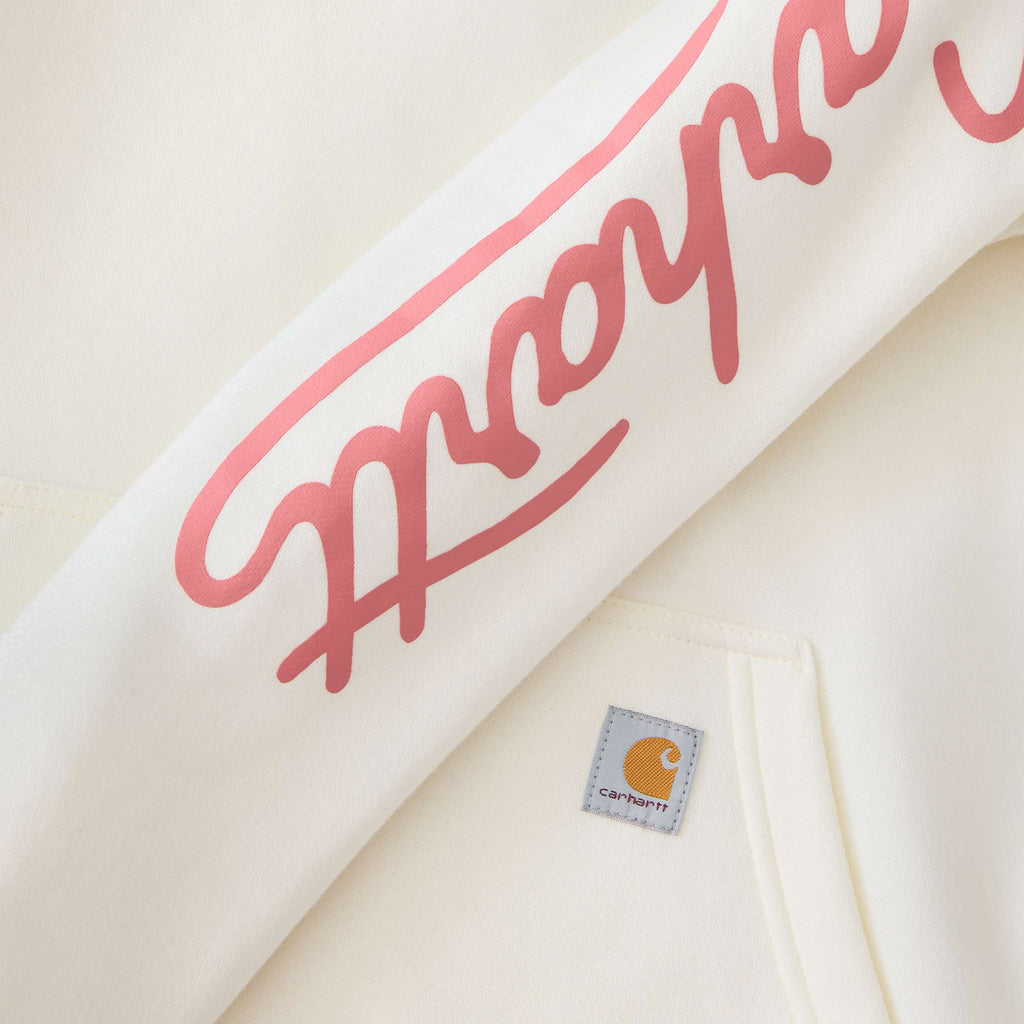 Women's sawyer script logo sleeve hoodie