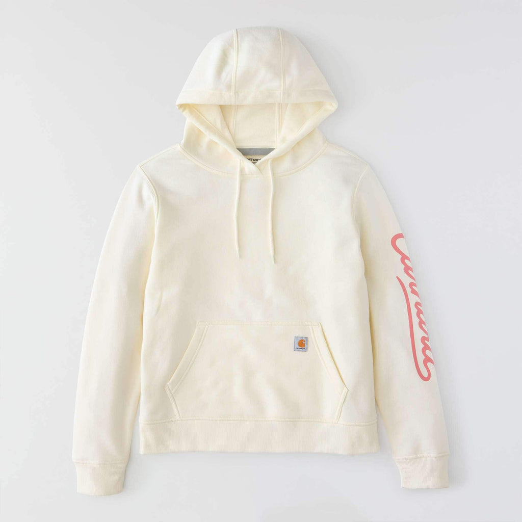 Women's sawyer script logo sleeve hoodie