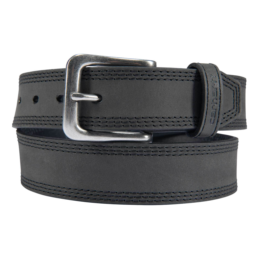 Leather triple stitch belt
