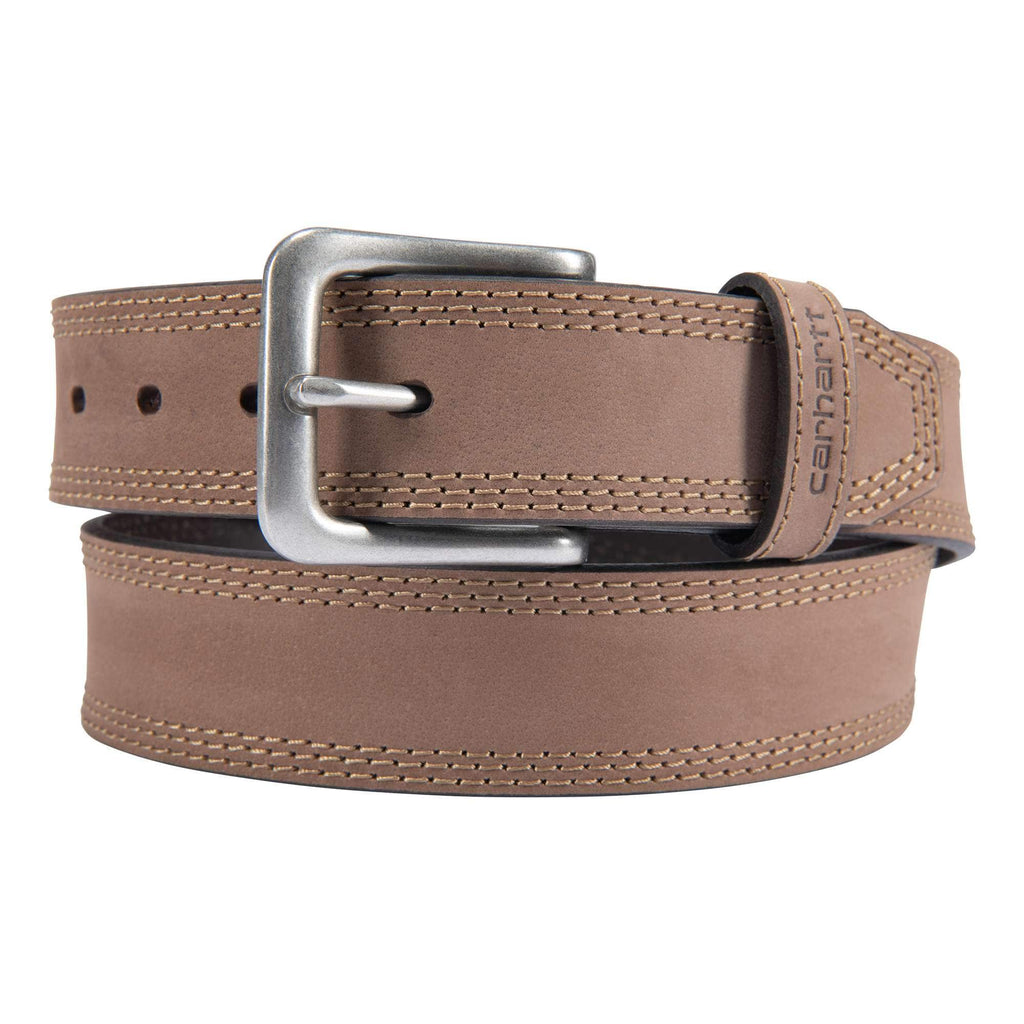 Leather triple stitch belt