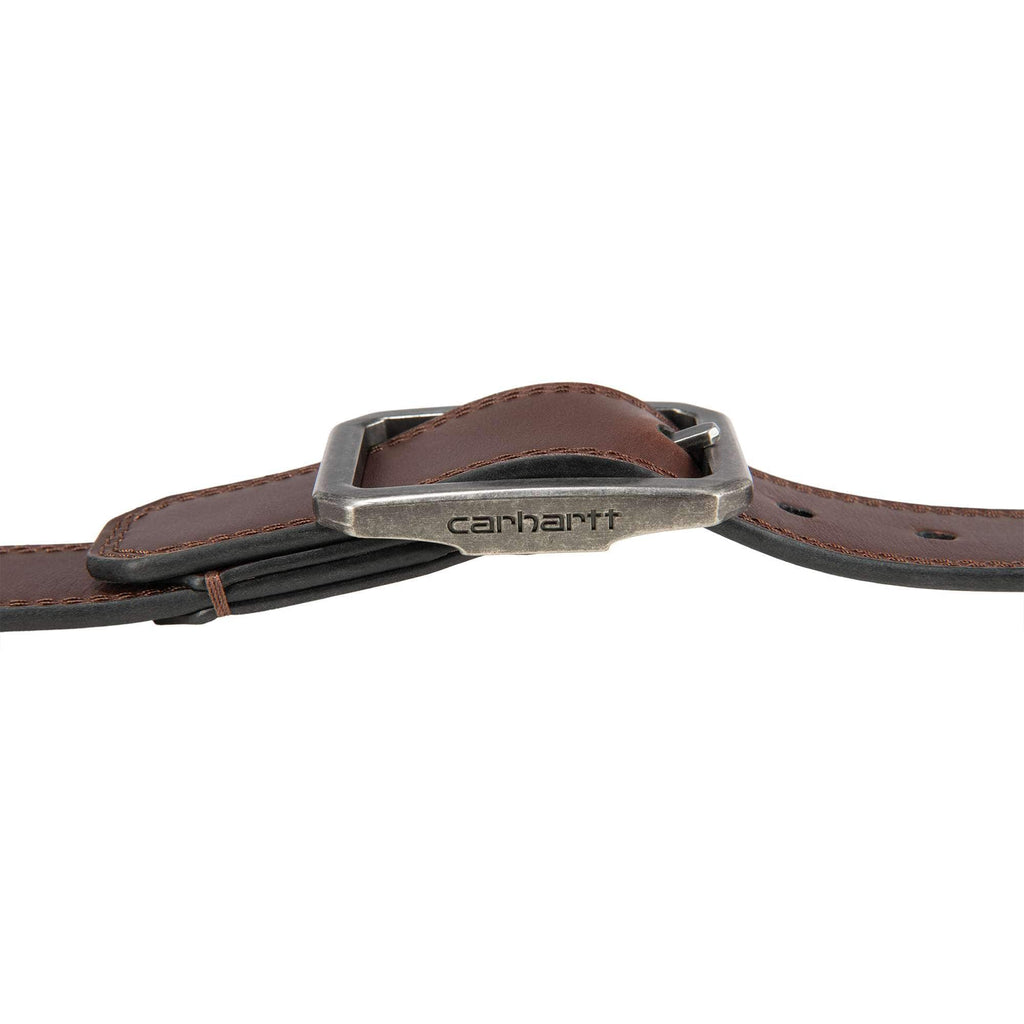 Leather reversible center bar buckle belt
