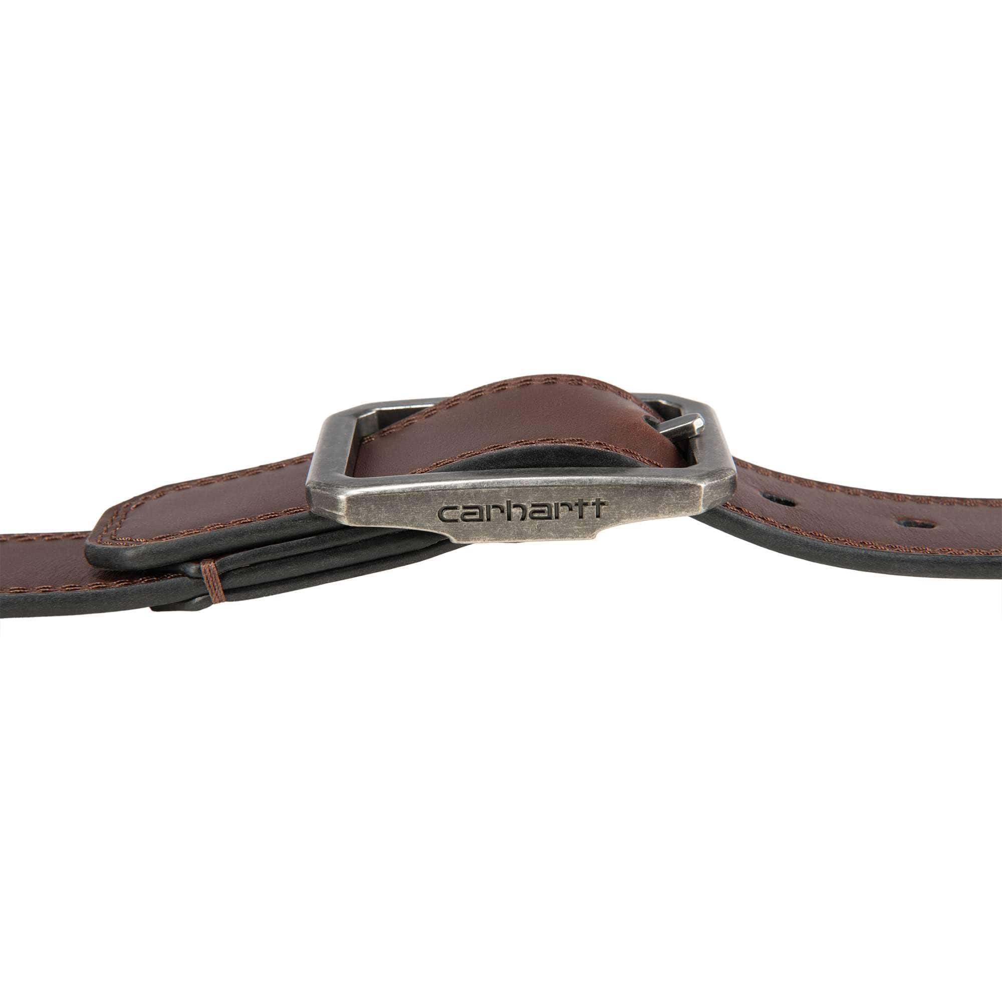 Leather reversible center bar buckle belt