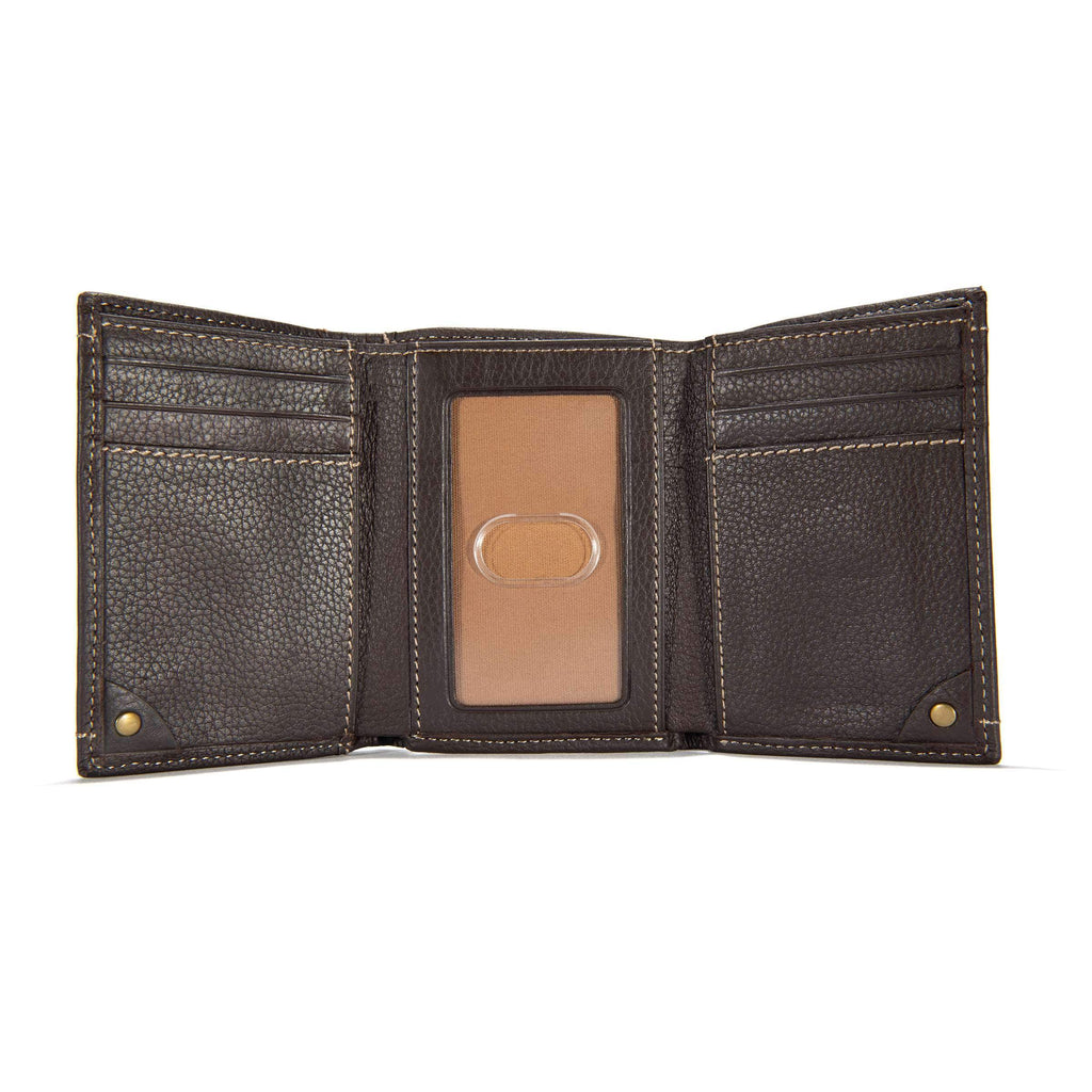 Milled pebble trifold wallet