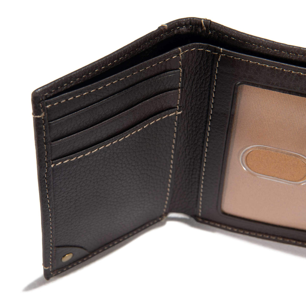 Milled pebble trifold wallet