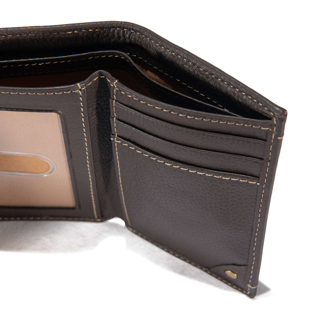 Milled pebble trifold wallet