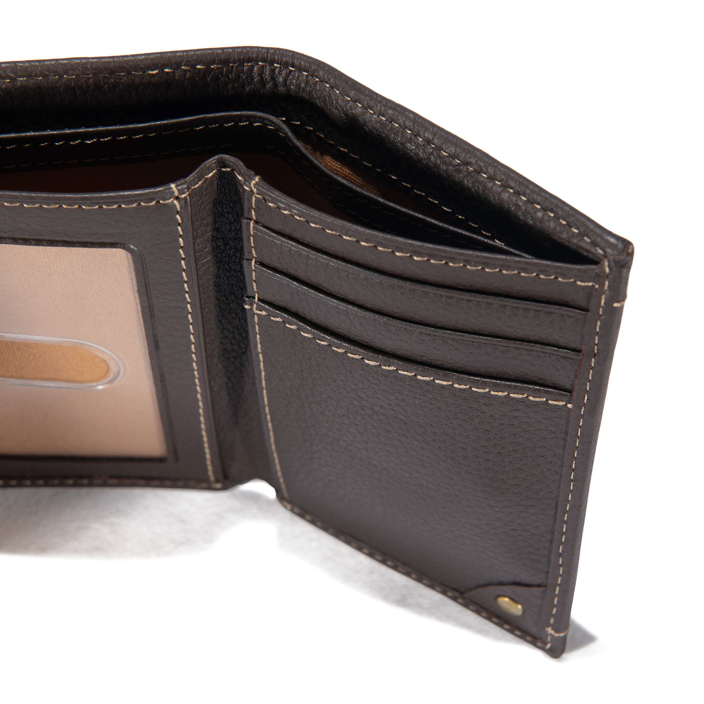 Milled pebble trifold wallet