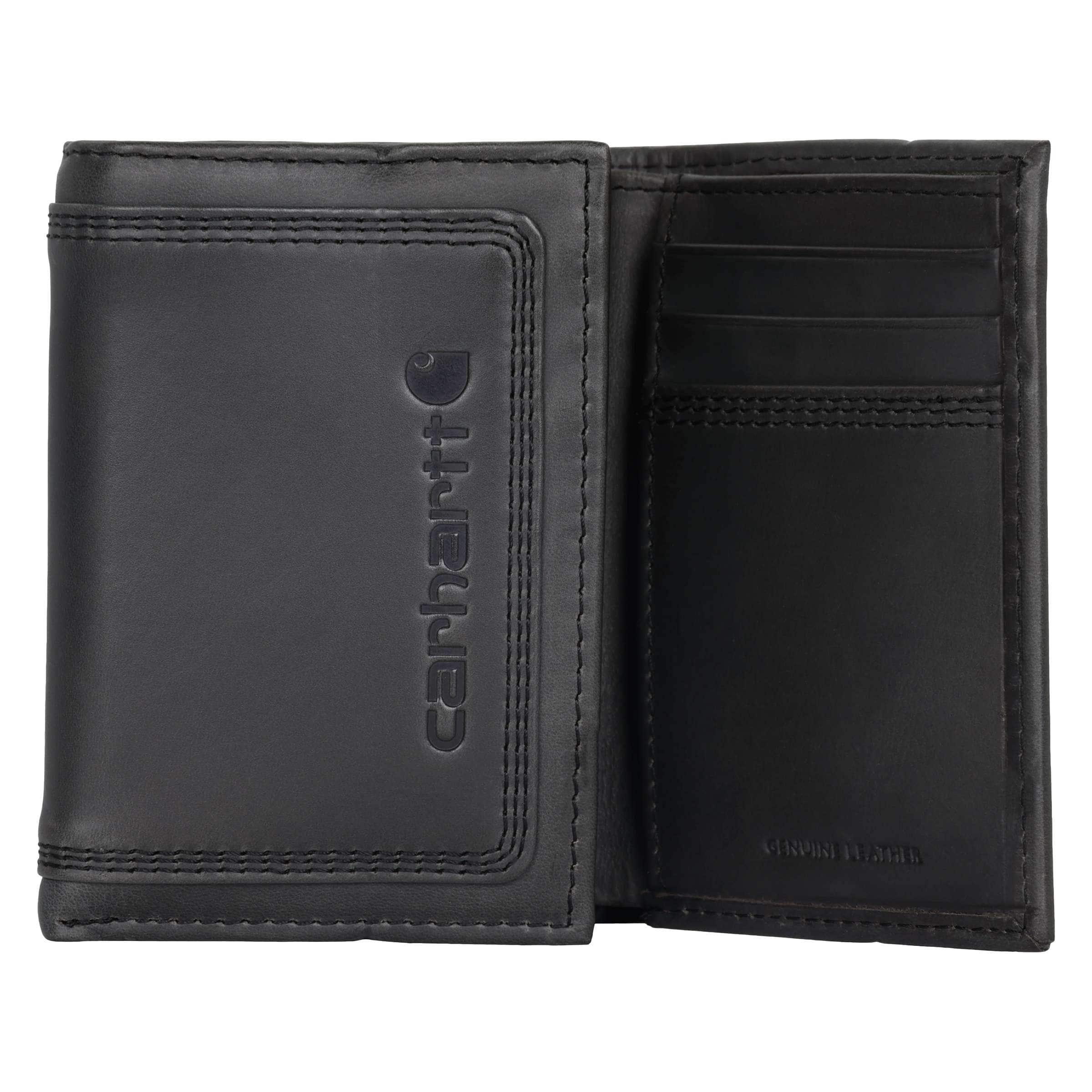Leather triple-stitched trifold wallet