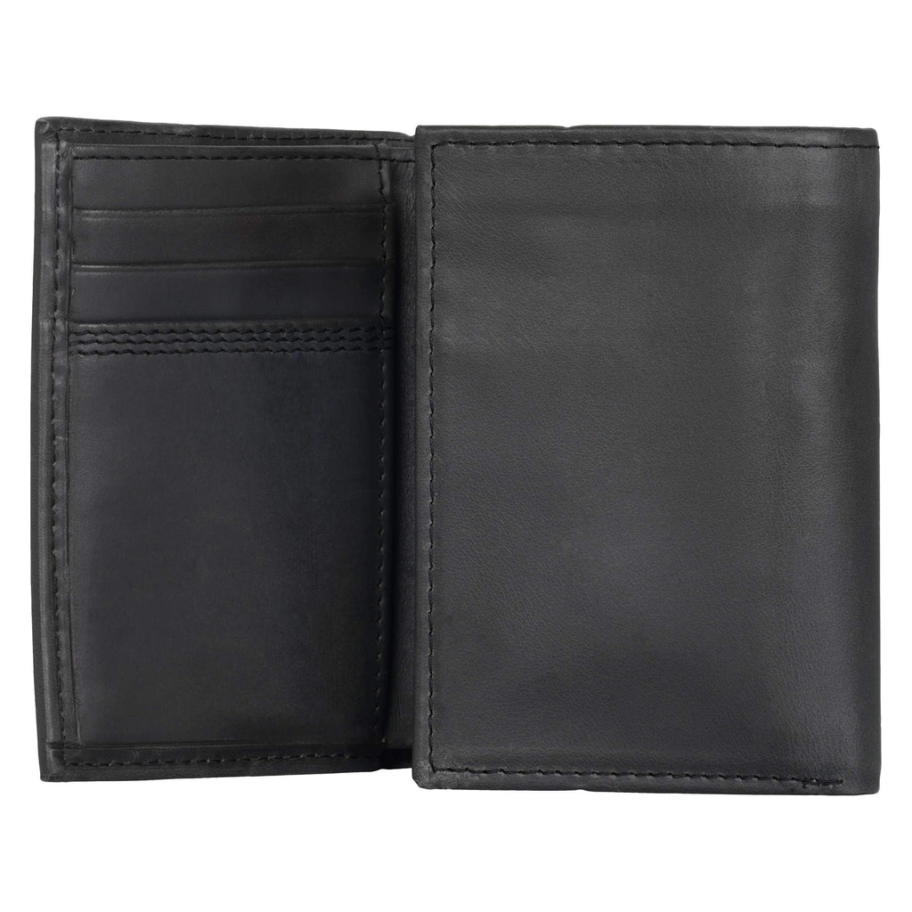 Leather triple-stitched trifold wallet