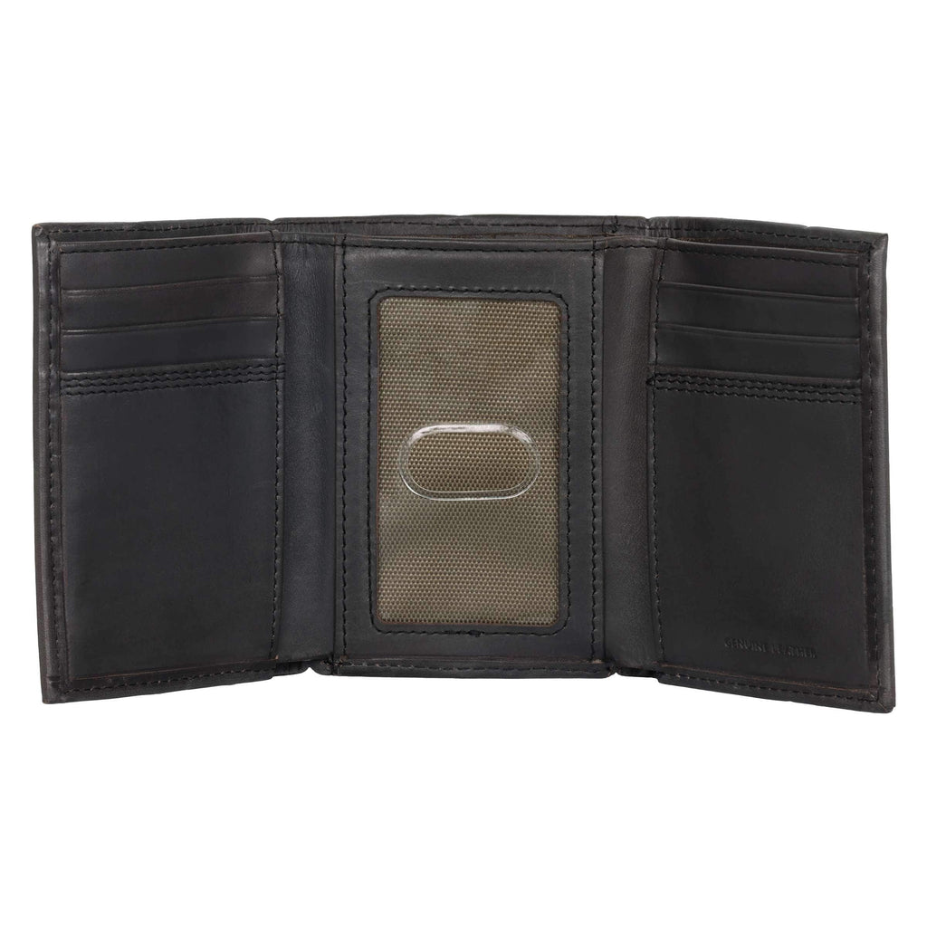 Leather triple-stitched trifold wallet