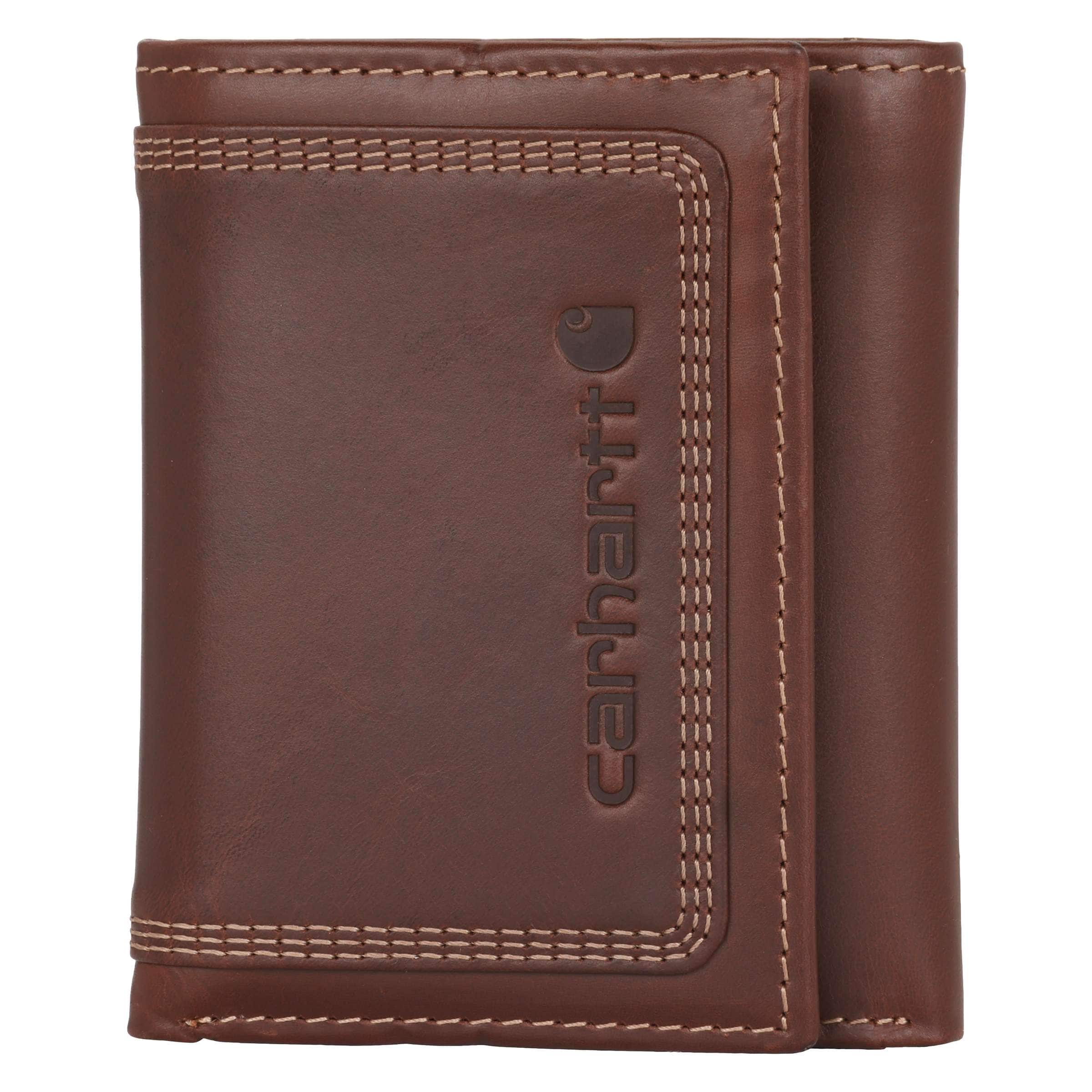 Leather triple-stitched trifold wallet