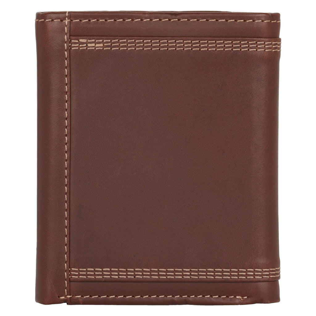 Leather triple-stitched trifold wallet