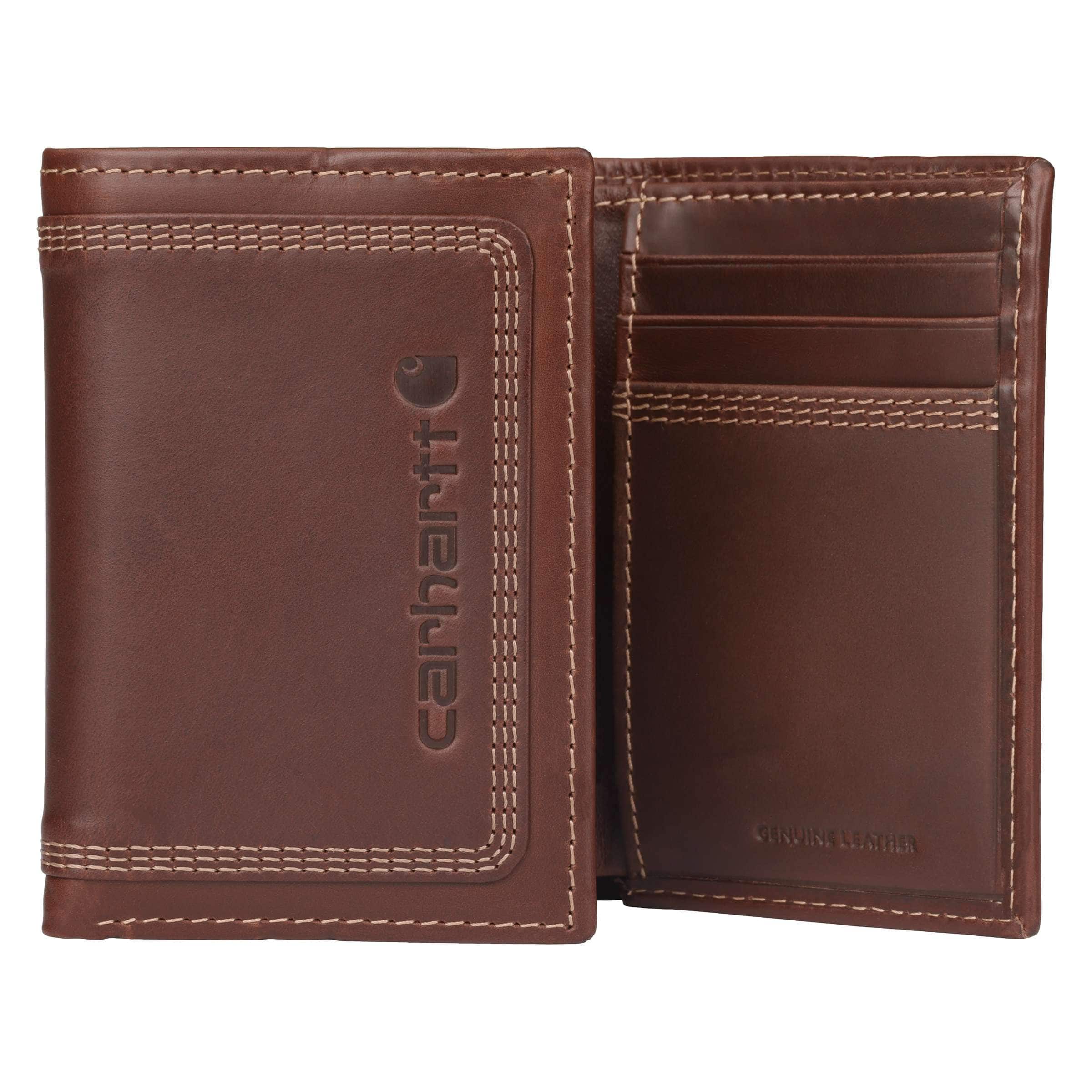 Leather triple-stitched trifold wallet
