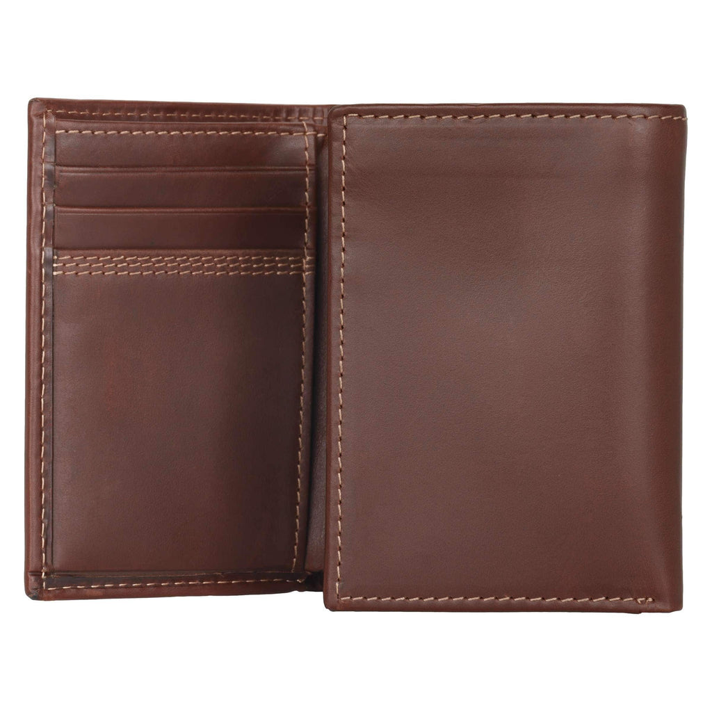 Leather triple-stitched trifold wallet