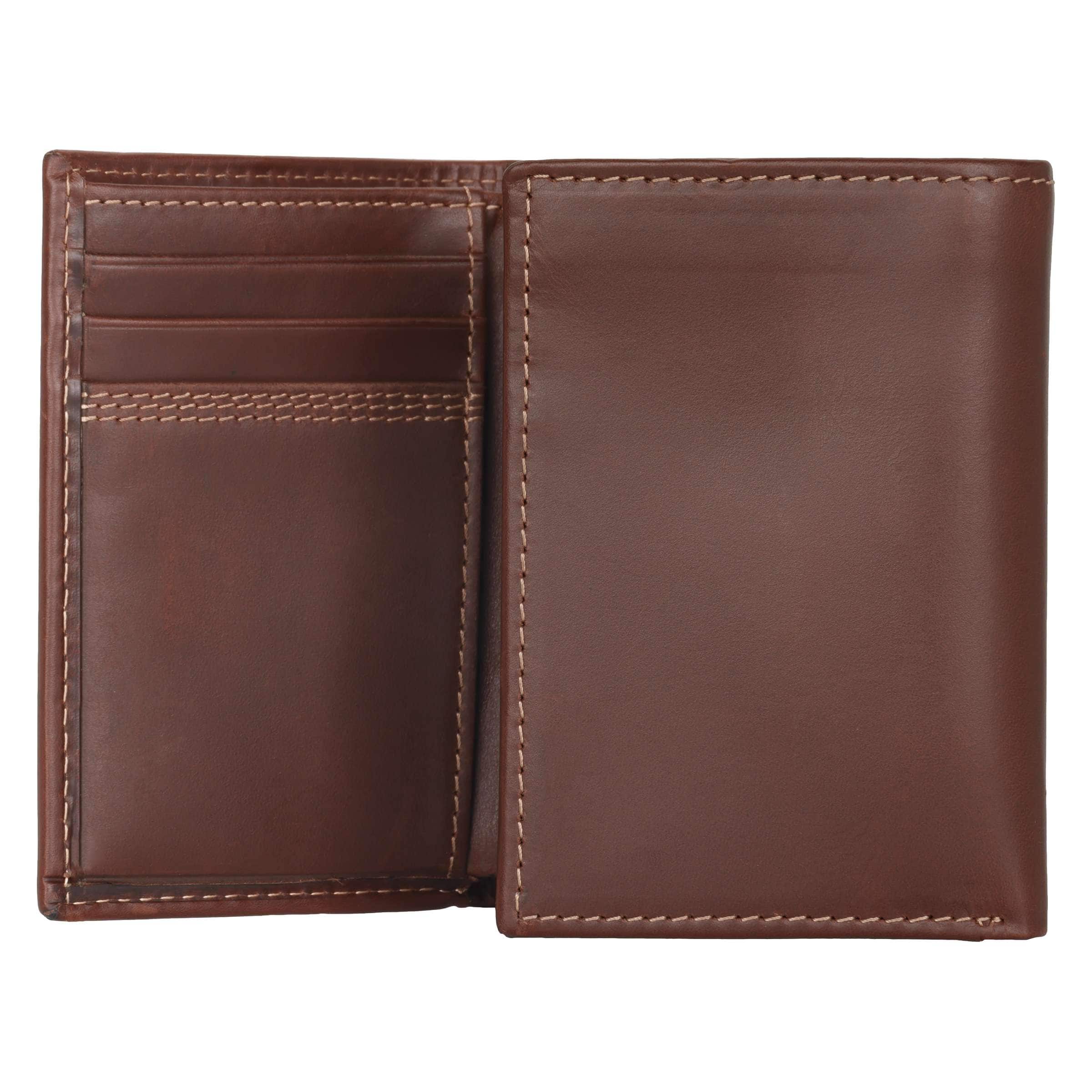 Leather triple-stitched trifold wallet