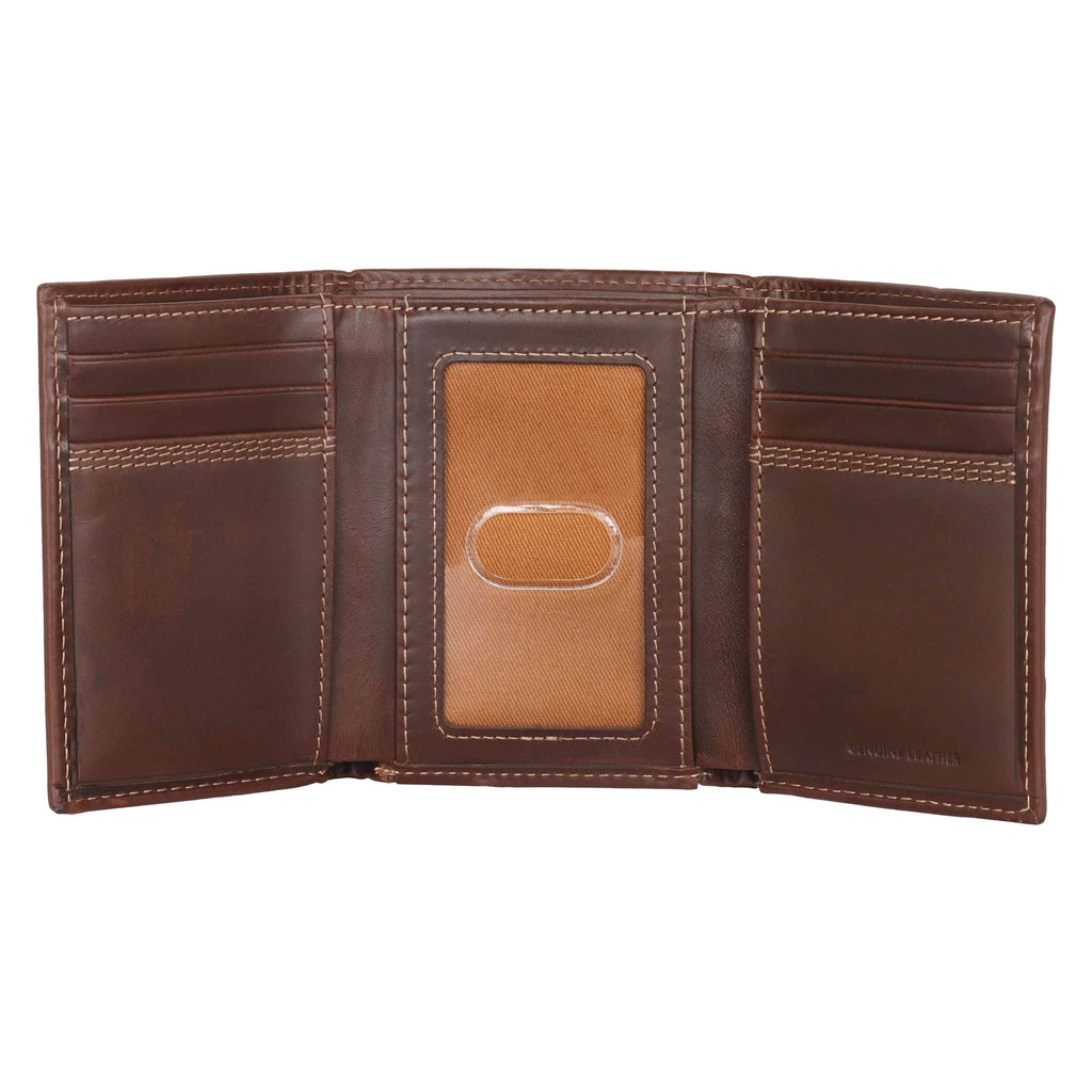 Leather triple-stitched trifold wallet