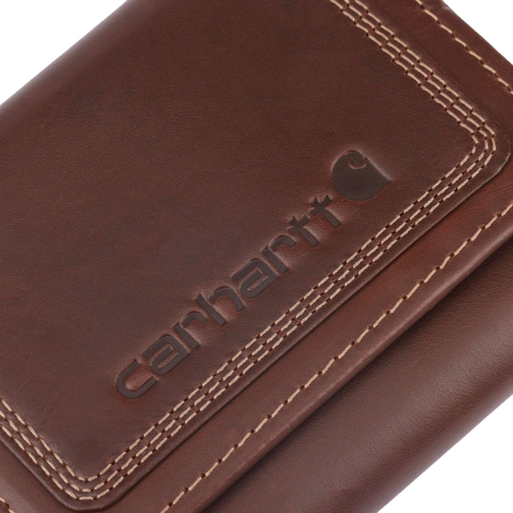 Leather triple-stitched trifold wallet