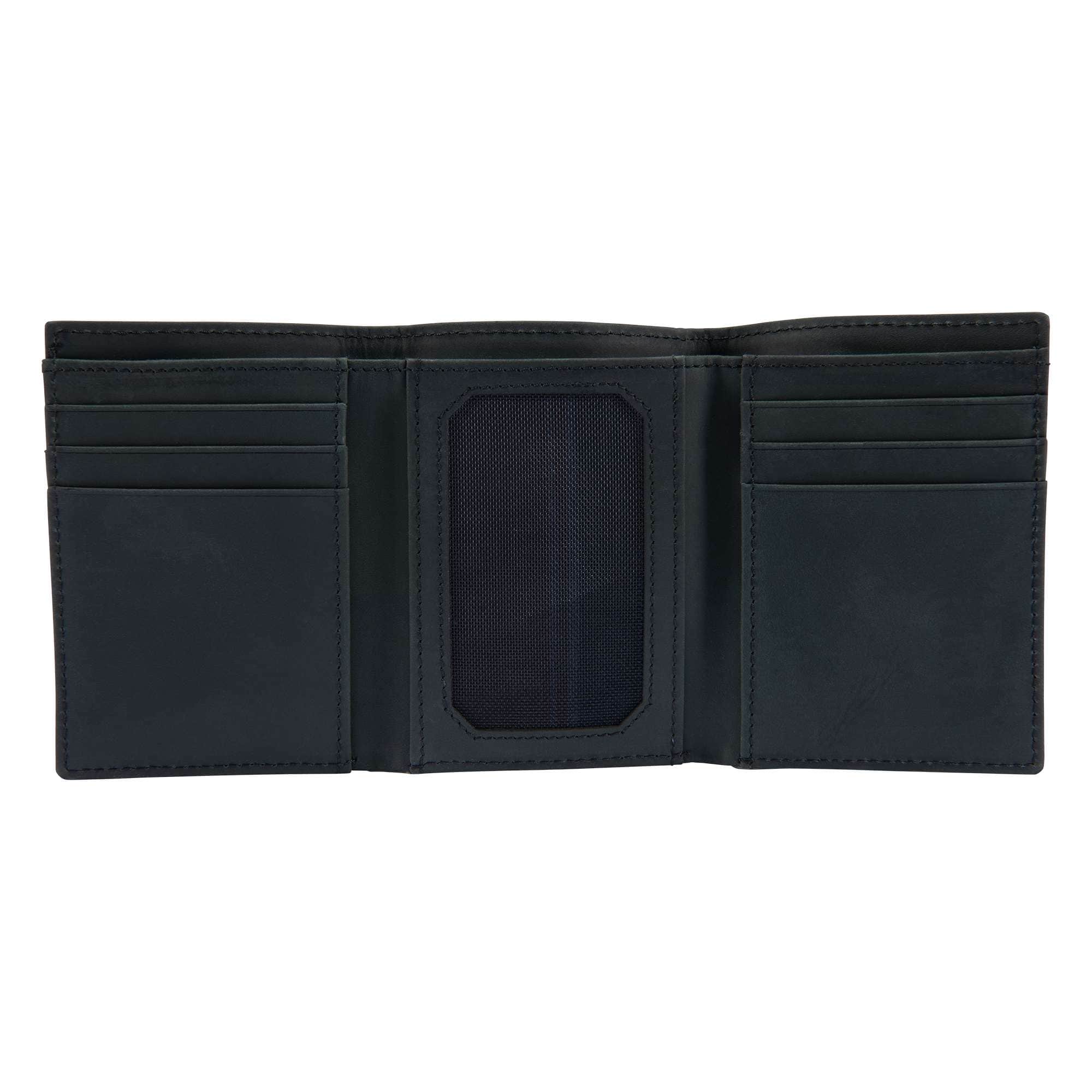 Saddle leather trifold wallet