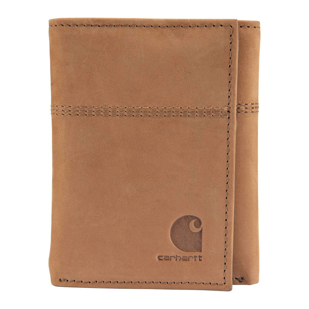 Saddle leather trifold wallet