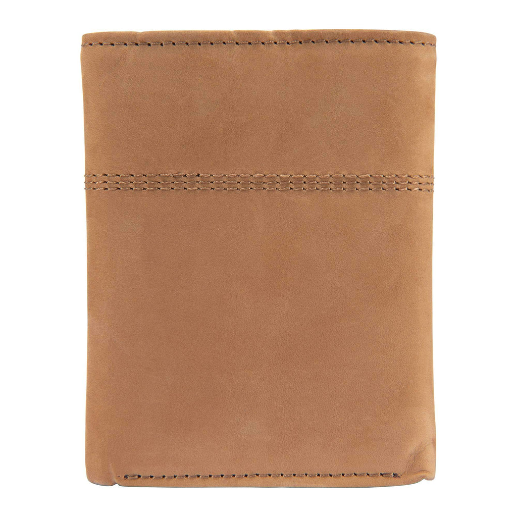 Saddle leather trifold wallet