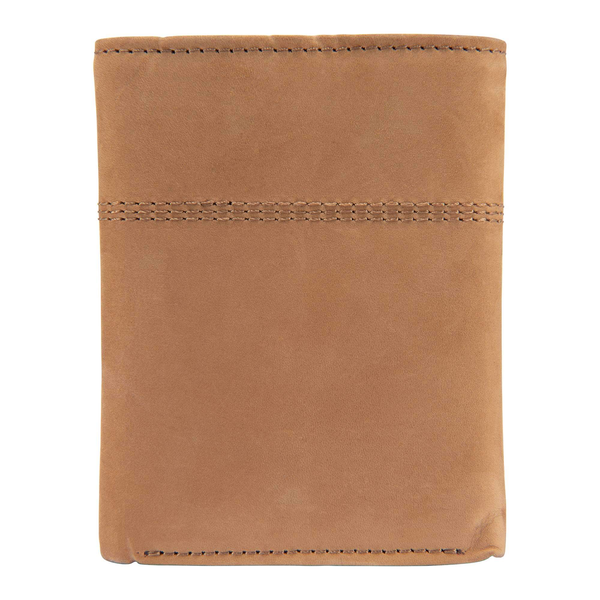 Saddle leather trifold wallet