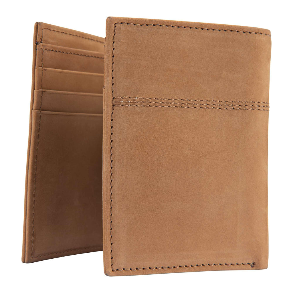 Saddle leather trifold wallet