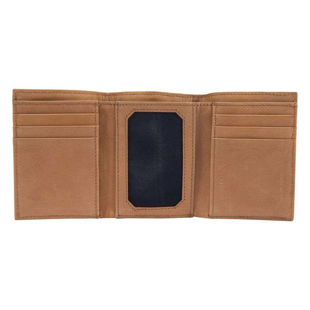 Saddle leather trifold wallet