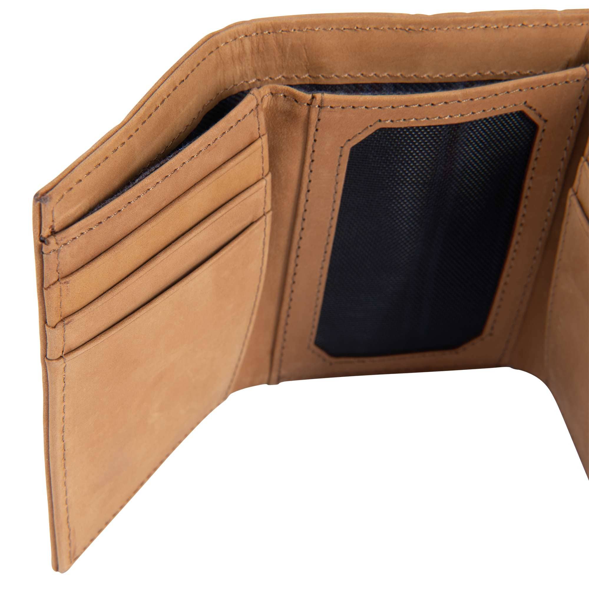 Saddle leather trifold wallet