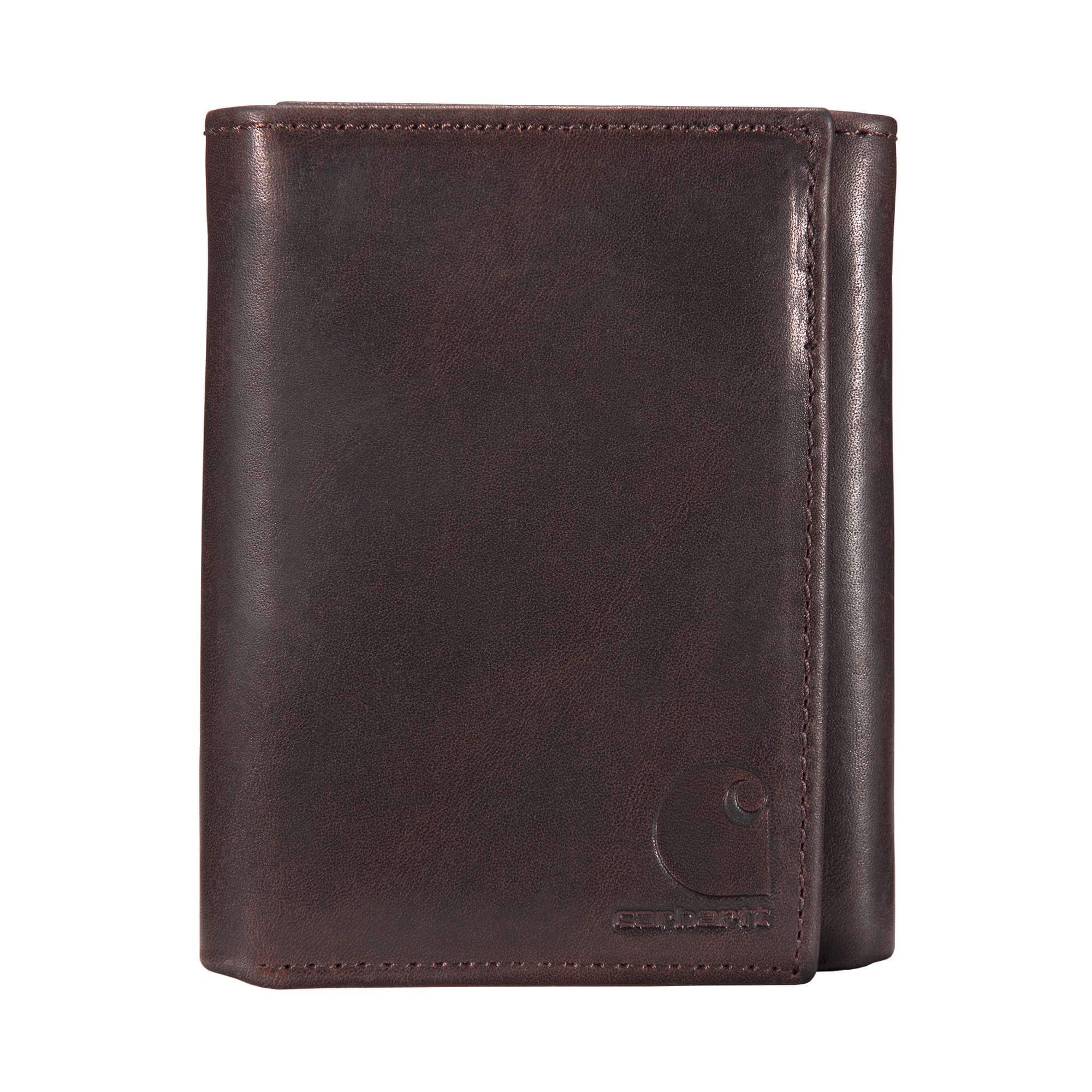 Oil tan leather trifold wallet