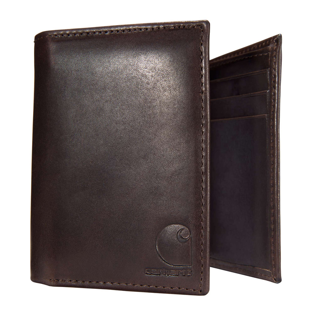 Oil tan leather trifold wallet