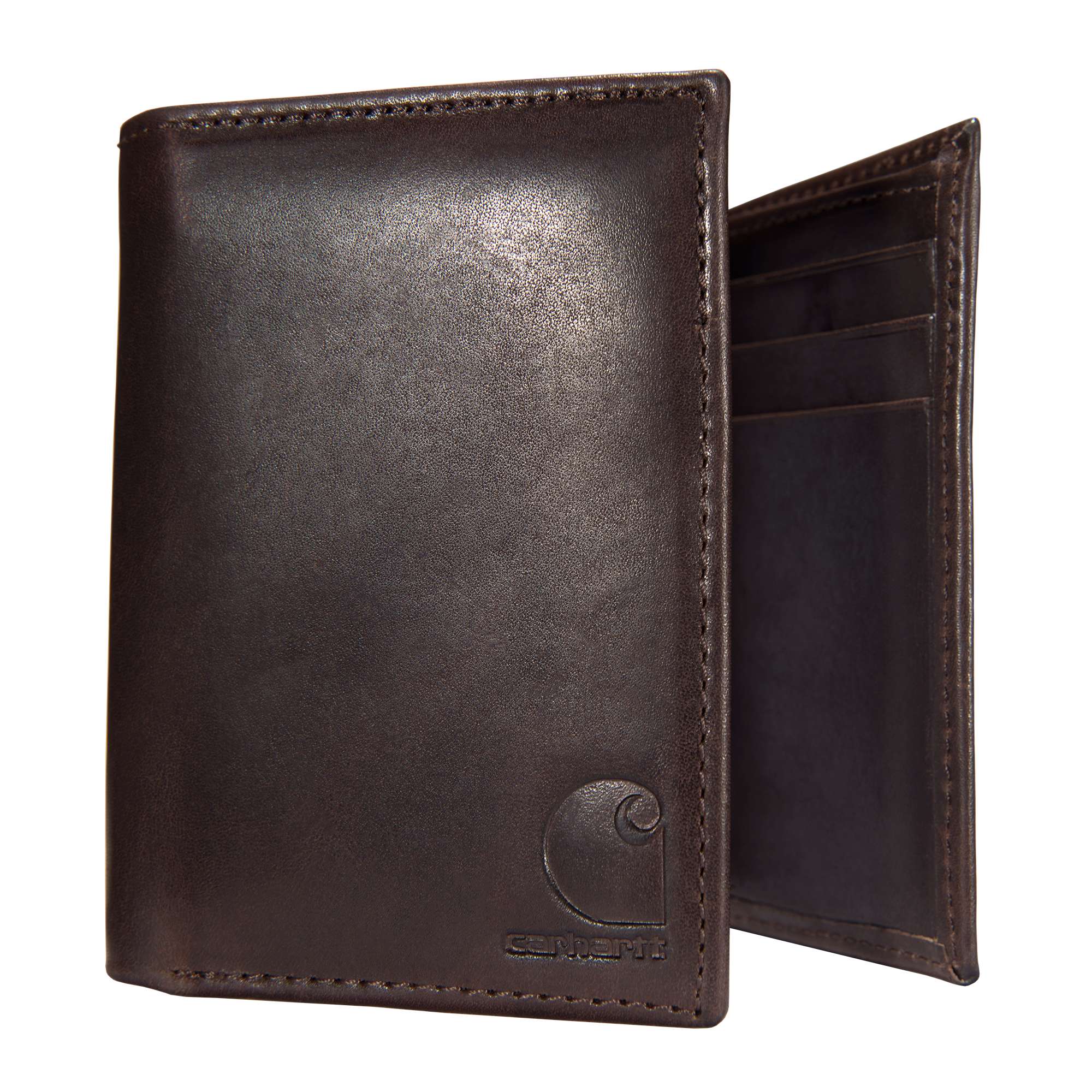 Oil tan leather trifold wallet